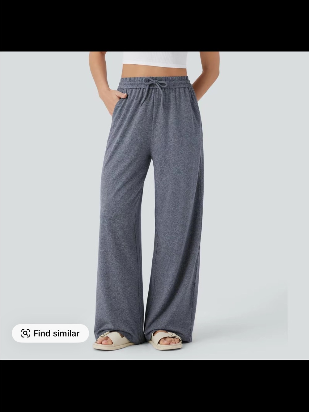 Halara High Waisted Drawstring Pocket Wide Leg Casual Pants NEW SMALL TALL